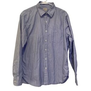 J. Crew Classic Fit Button Down Shirt Blue Purple Green Striped Cotton - Large